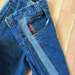 Vintage Bugle Boy 90s Wide Leg Stripe Blue Jeans